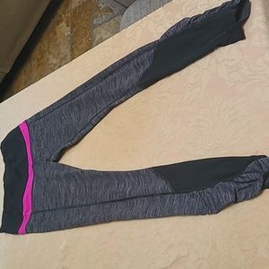 WOMENS LULULE.ON BLACK MINI STRIPE RUCHED ANKLE LEGGING SIZE 4